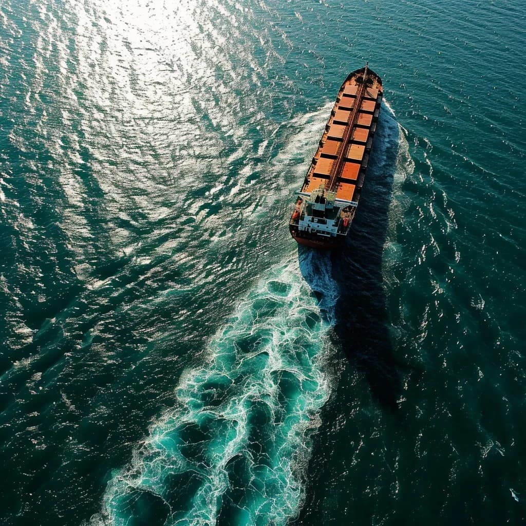 Cargo ship at sea